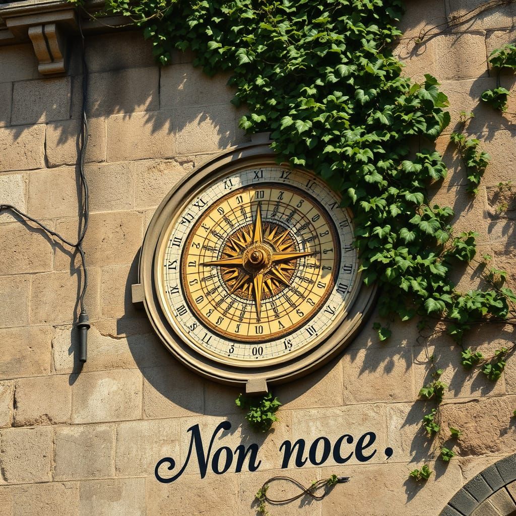 Renaissance Sundial on Palace Wall Digital Painting