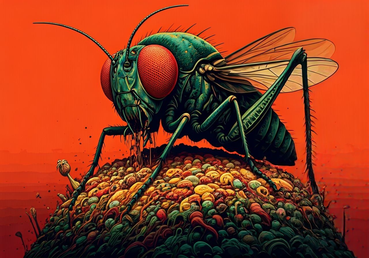 Insectoid Gluttony: A Vibrant Abstract Art Piece