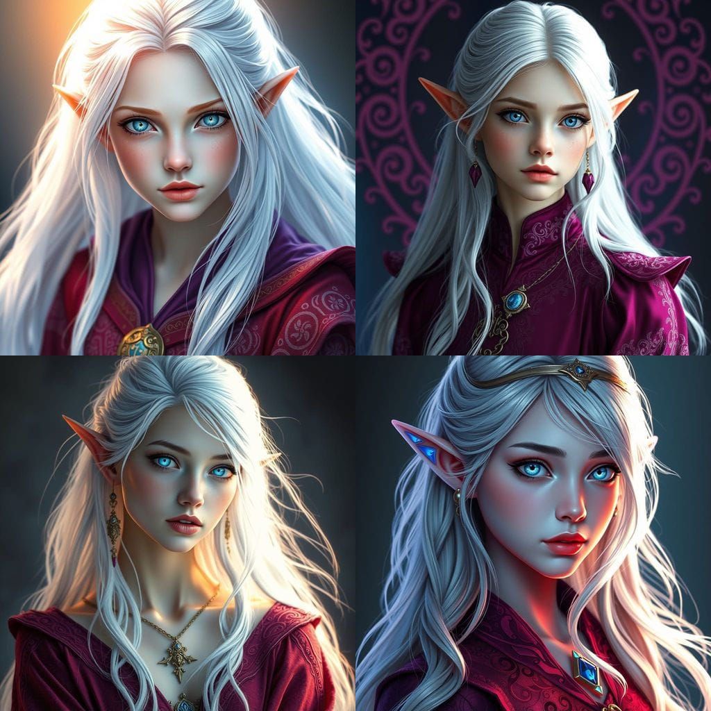 Beautiful Elf Girl Portrait in Hyperdetailed Digital Art