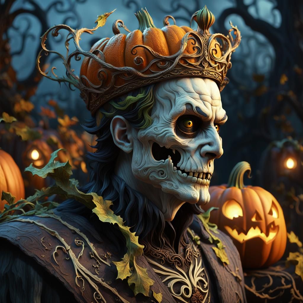 Pumpkin King Concept Art in Hyperrealism Style