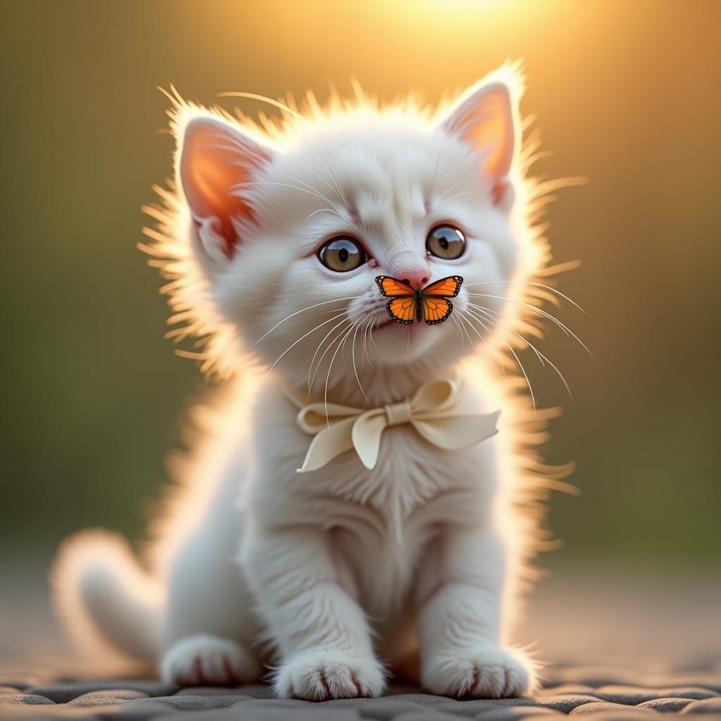 Kitten with Butterfly: A Delicate Wildlife Portrait