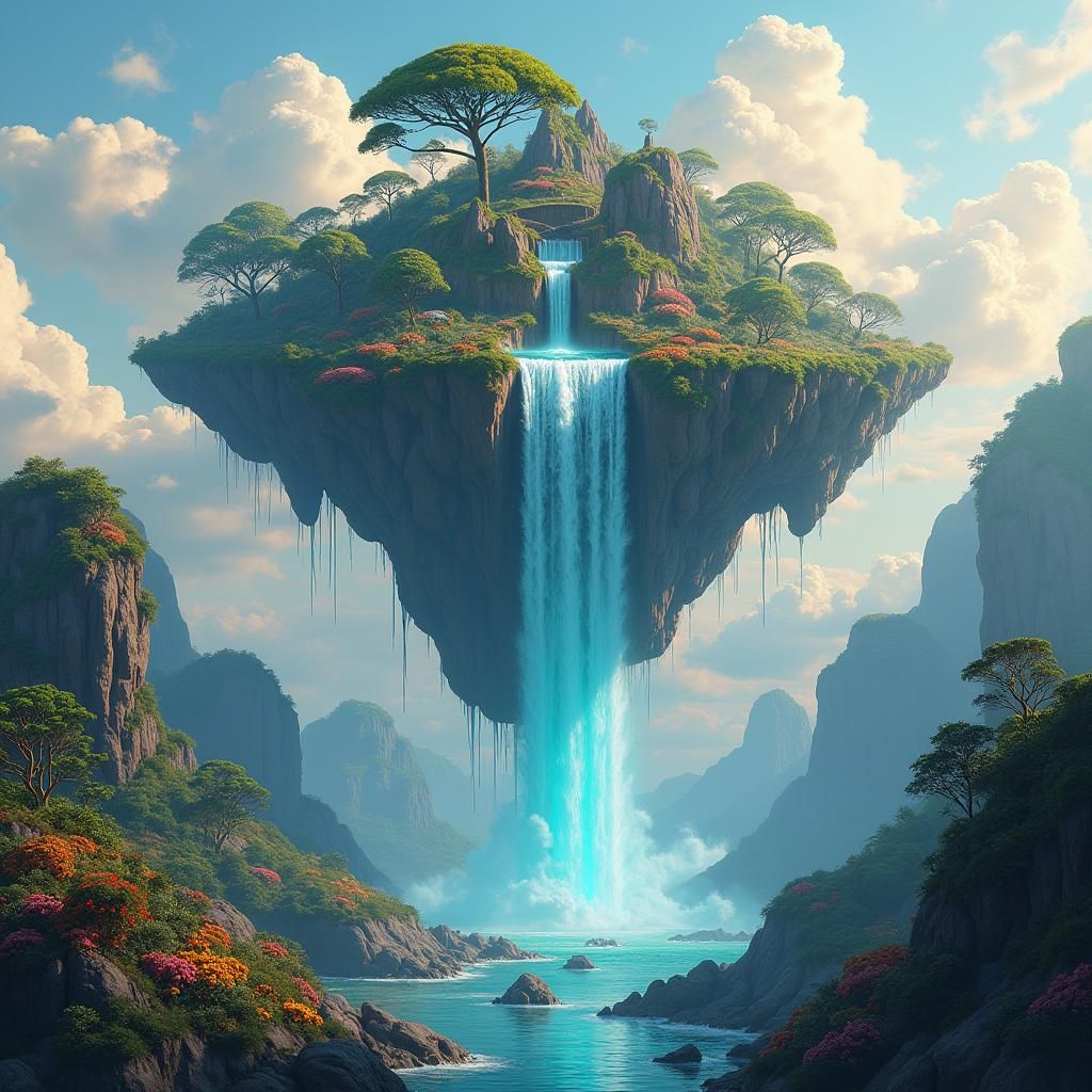 Floating Island Paradise Concept Art