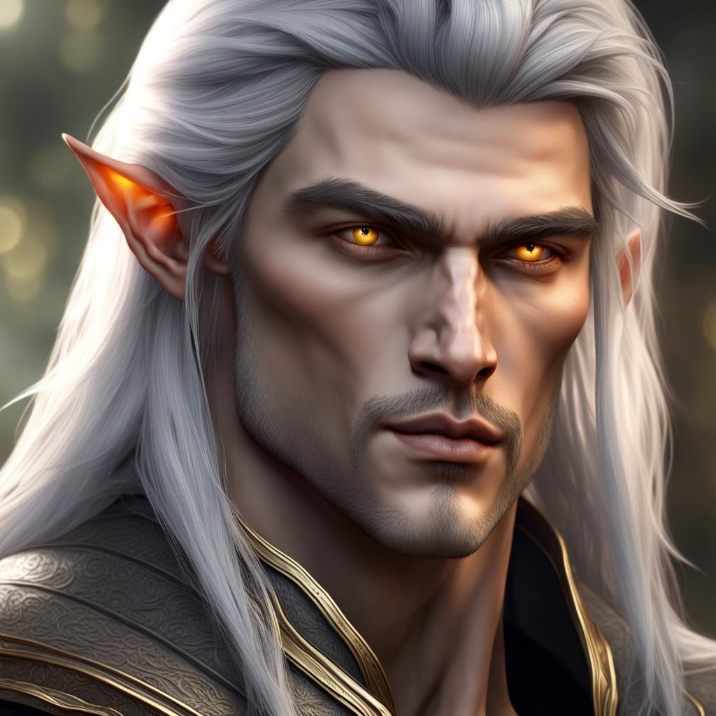 Elven Man with Silver Hair: Fantasy Concept Art
