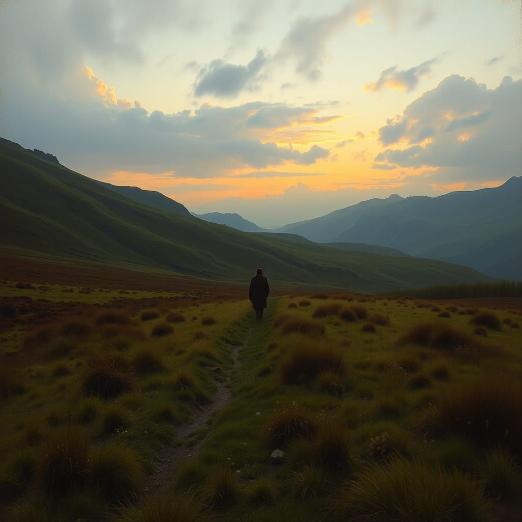 Moorland Walker at Dusk: Romanticism Style