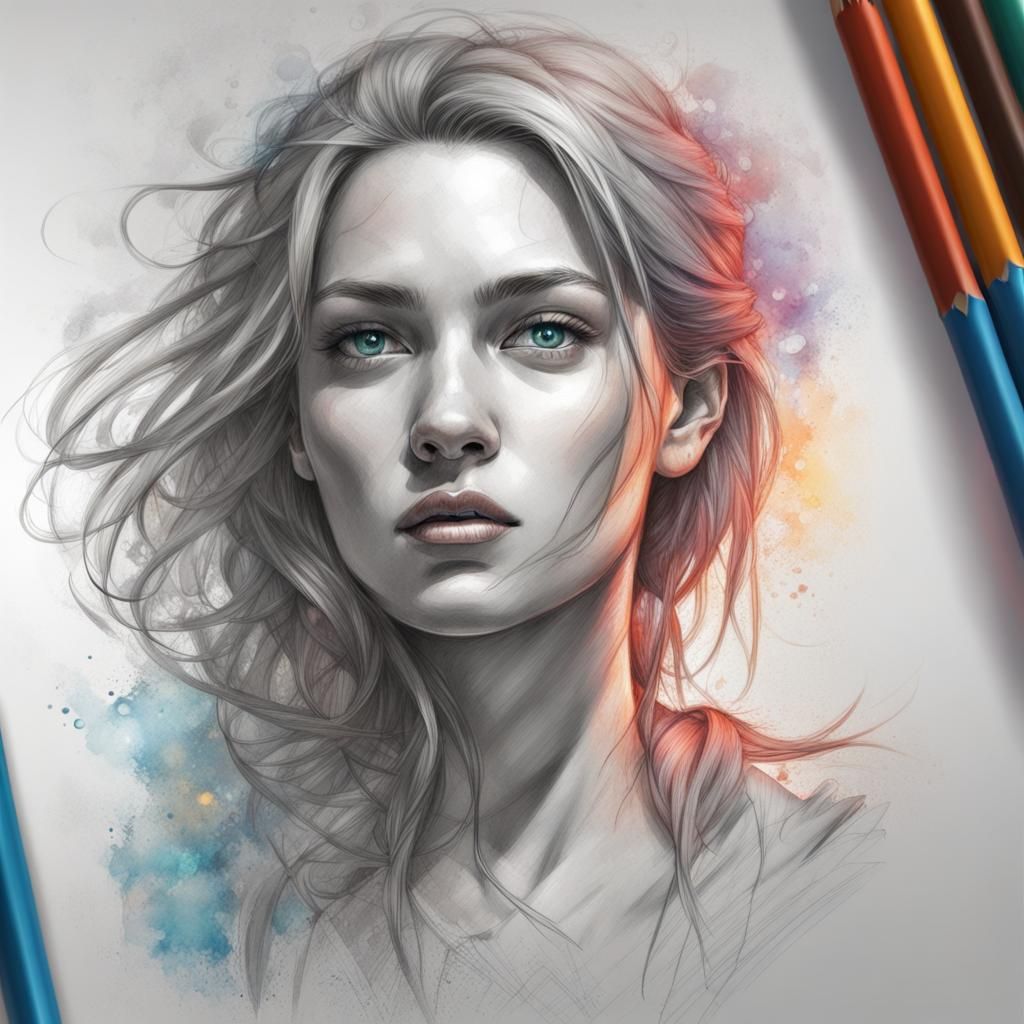 Detailed Pencil Sketch of Female Character Concept