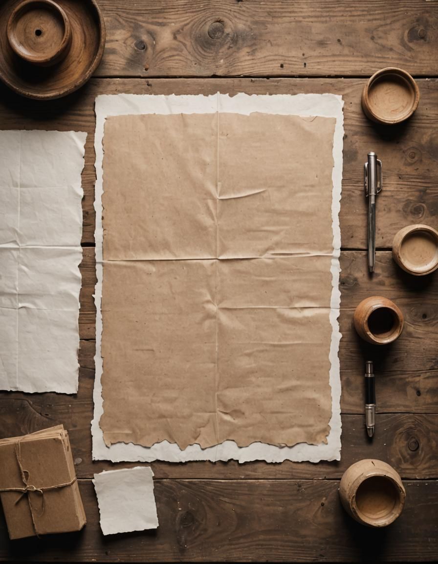 Minimalist Still Life: Resume on Rustic Wooden Table