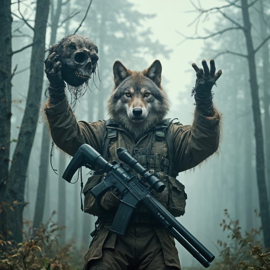 Wolf Warrior with Sniper Rifle in Forest