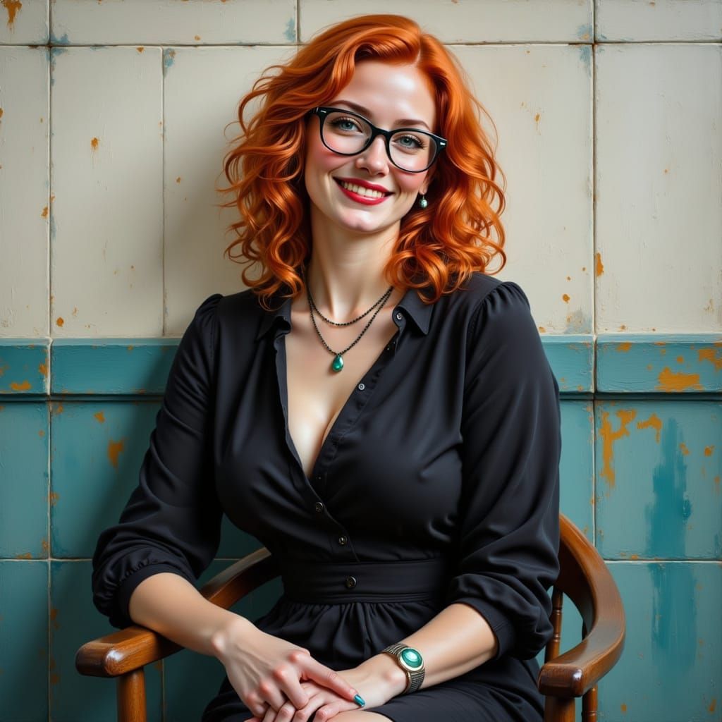 Redhead Portrait in Oil Painting Style