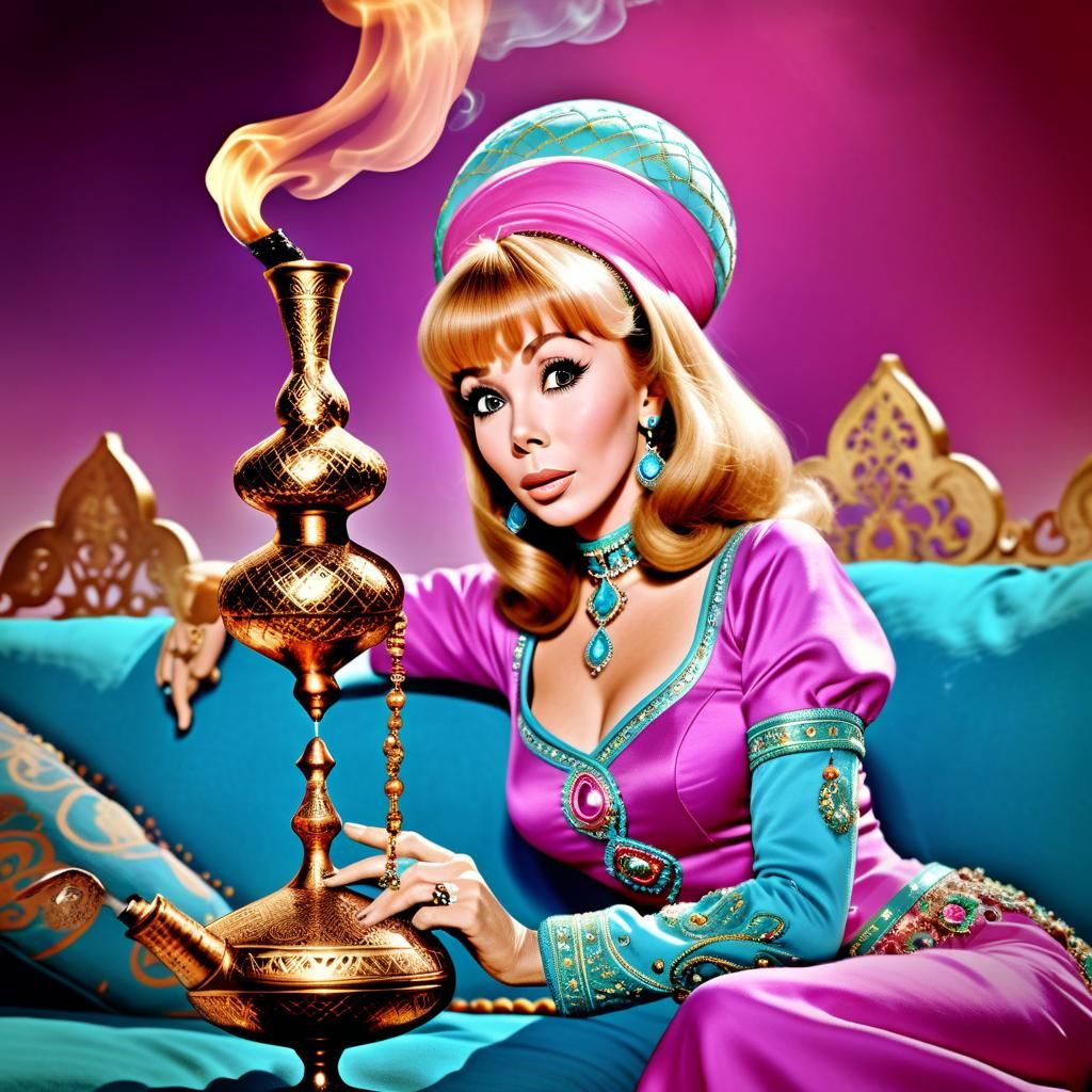 Barbara Eden as Jeannie Smoking a Hookah