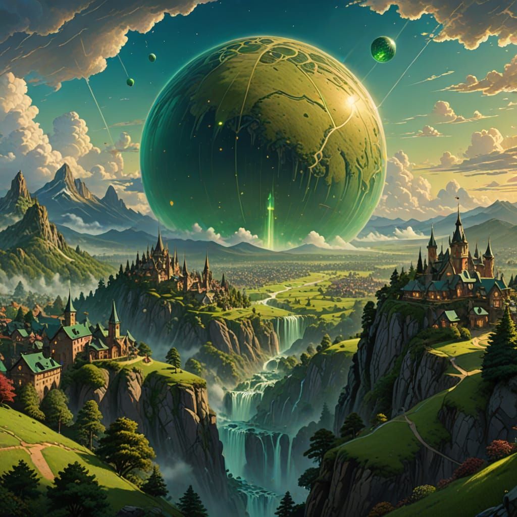 Fantastical Cityscape with Magical Energy