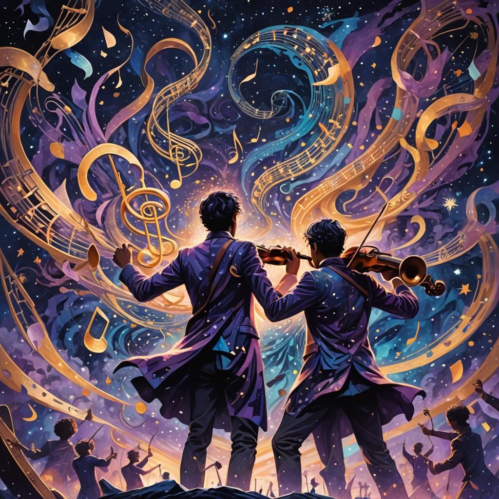 Musicians Summoning Armies of Music Notes