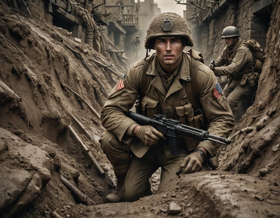 Tom Cruise as WWI Soldier: Detailed Matte Painting