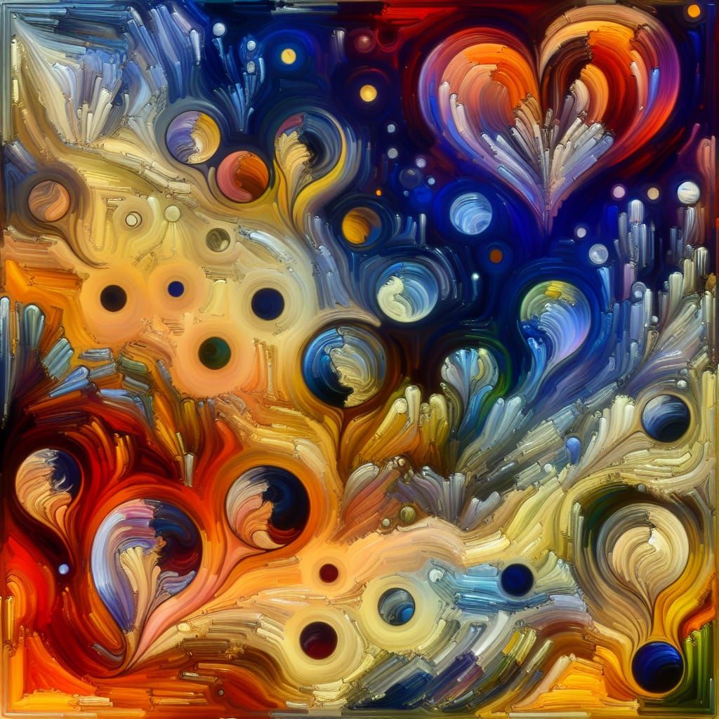 Microscopic Life Forms Expressing Love in Abstract Art