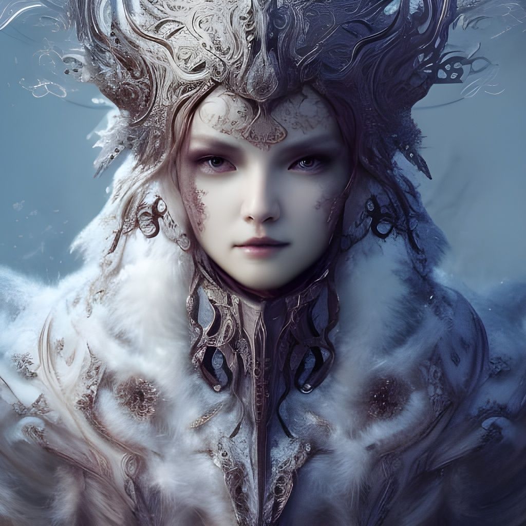 Snowflake Warrior Portrait in Detailed Fantasy Art