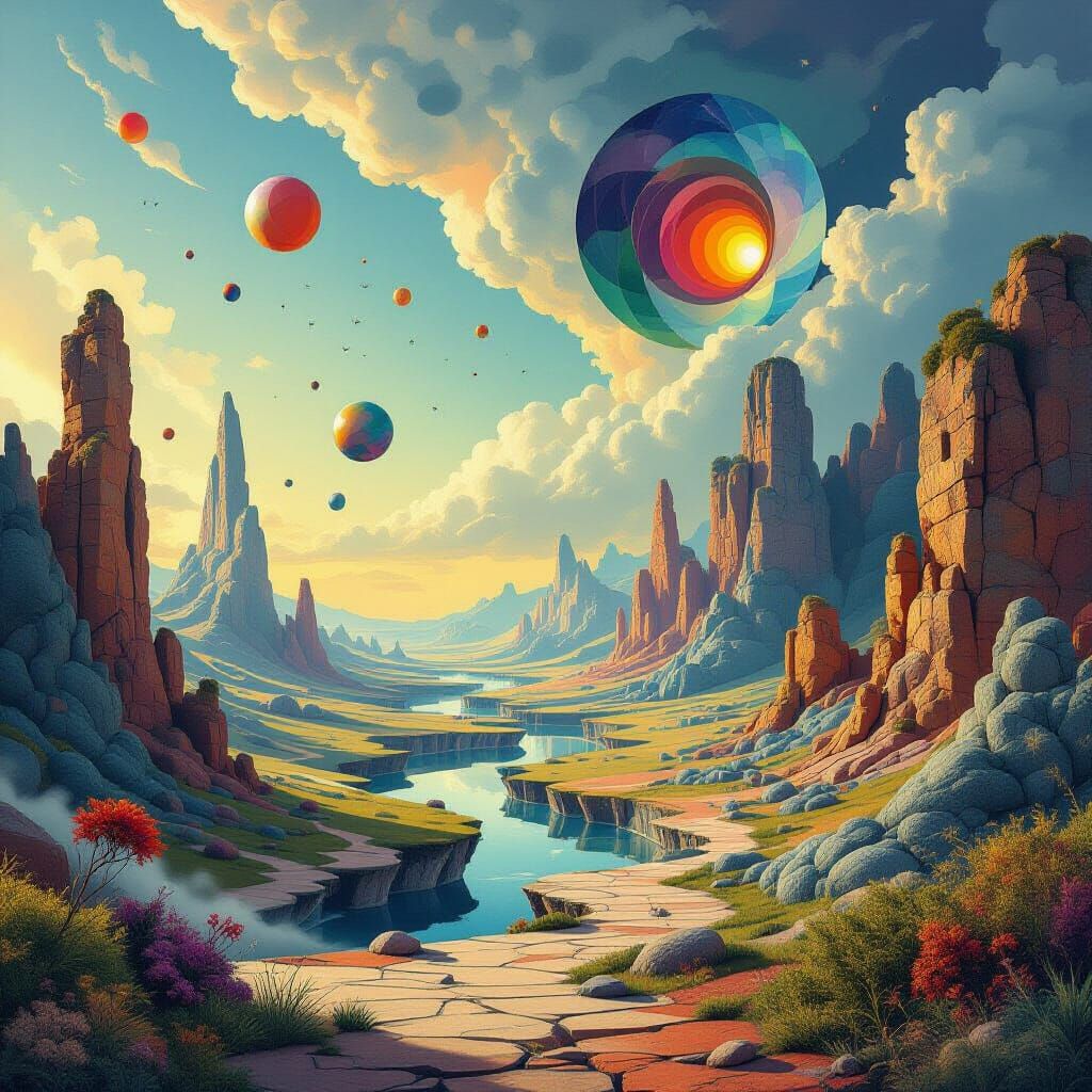 Fantastical Agastopia Landscape in Surrealist Style