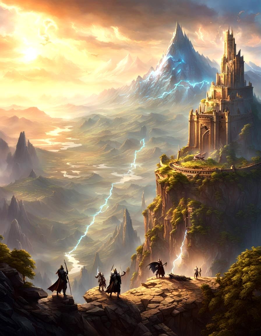 Adventurers Overlook Dragon Vista, Fantasy Game Art