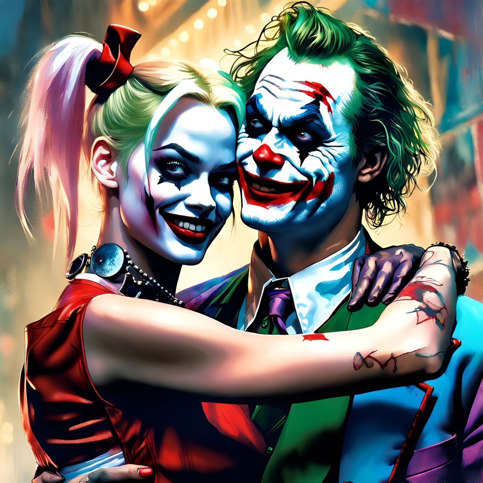 Harley Quinn and Joker Dance: Digital Illustration