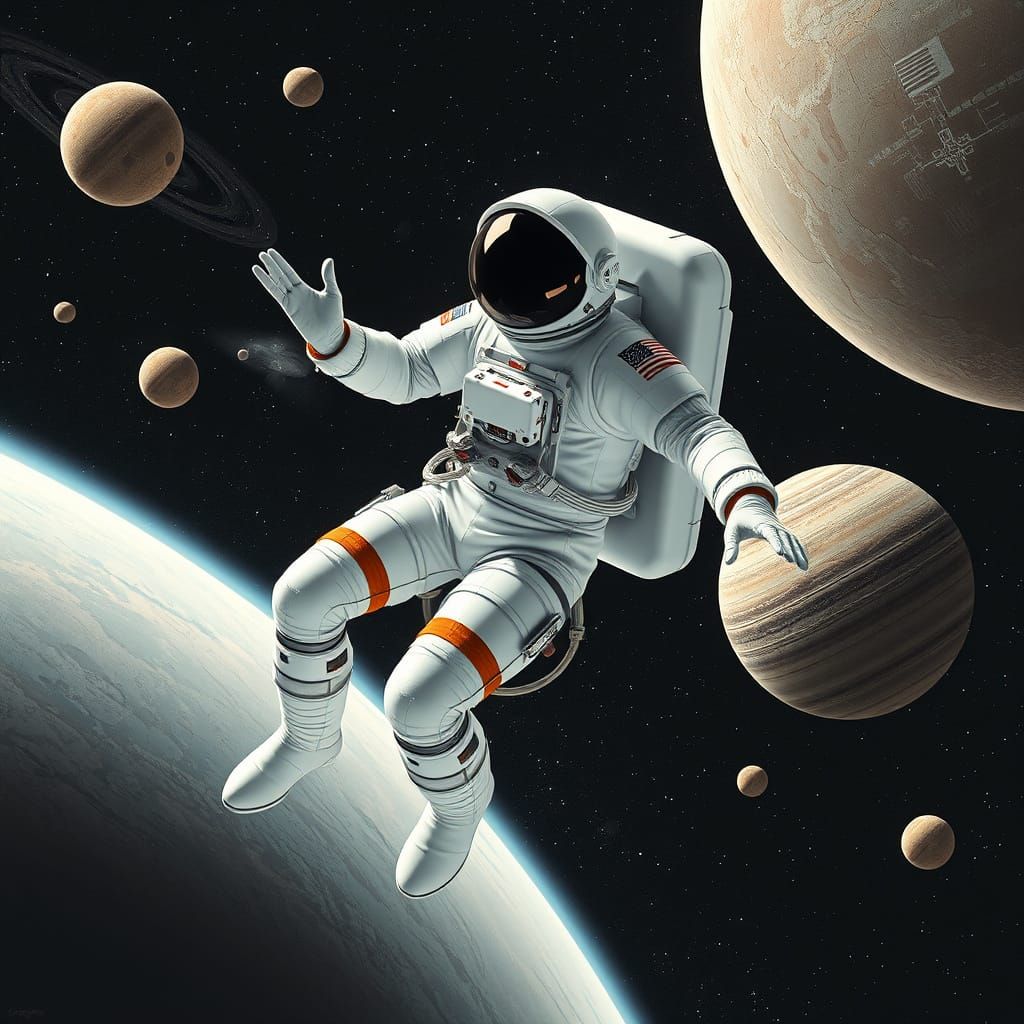 Space Explorer in Futuristic Void