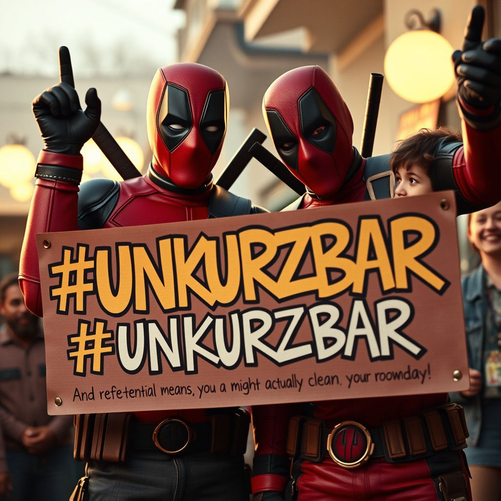 Deadpool Creates Humorous Banner in Graffiti Style