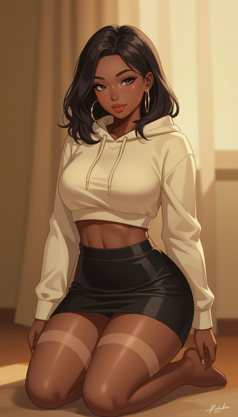 Anime-Style Woman in Warm Light