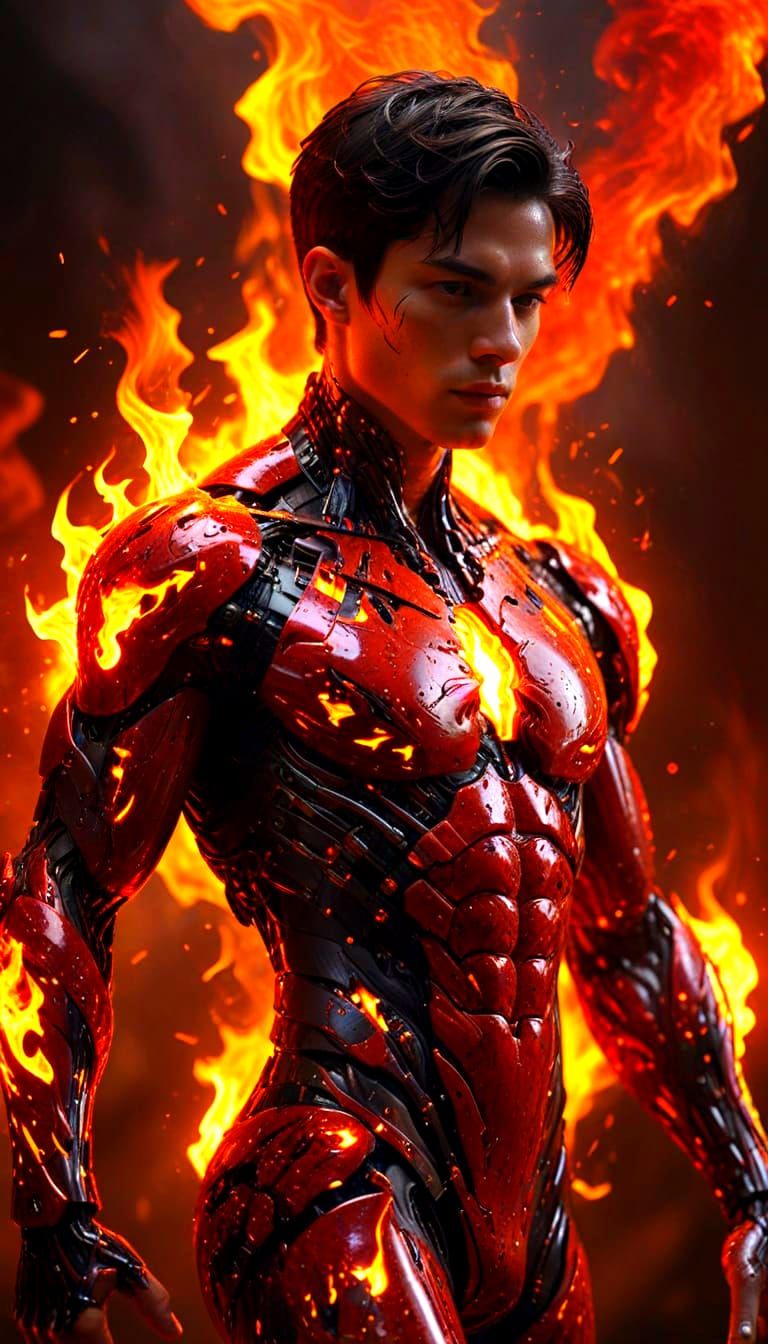 Fiery Cyborg Dancer in Flames of Revival