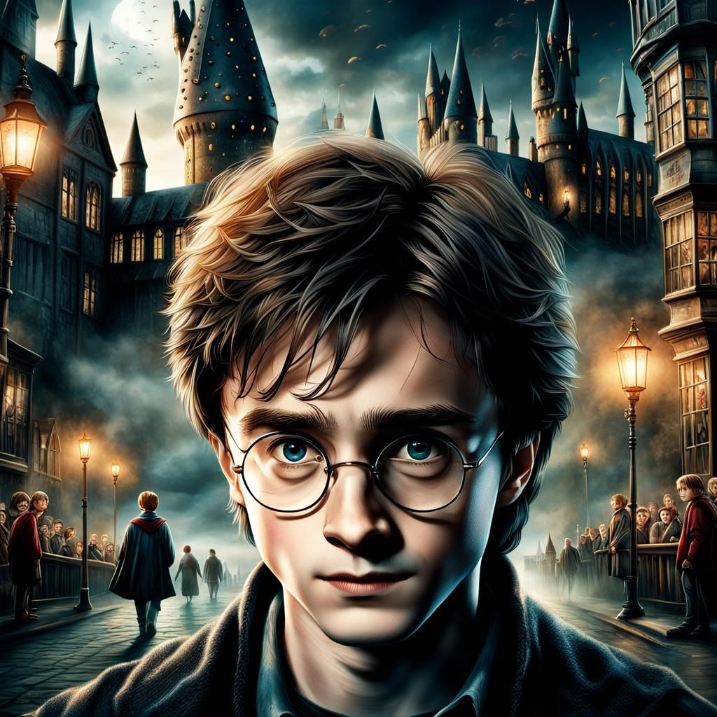 Harry Potter Movie Poster: Hyperrealistic Storybook Illustra...