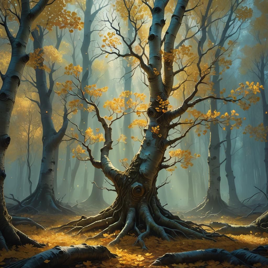 Enchanted Forest: Quaking Aspen in Oil Painting Style