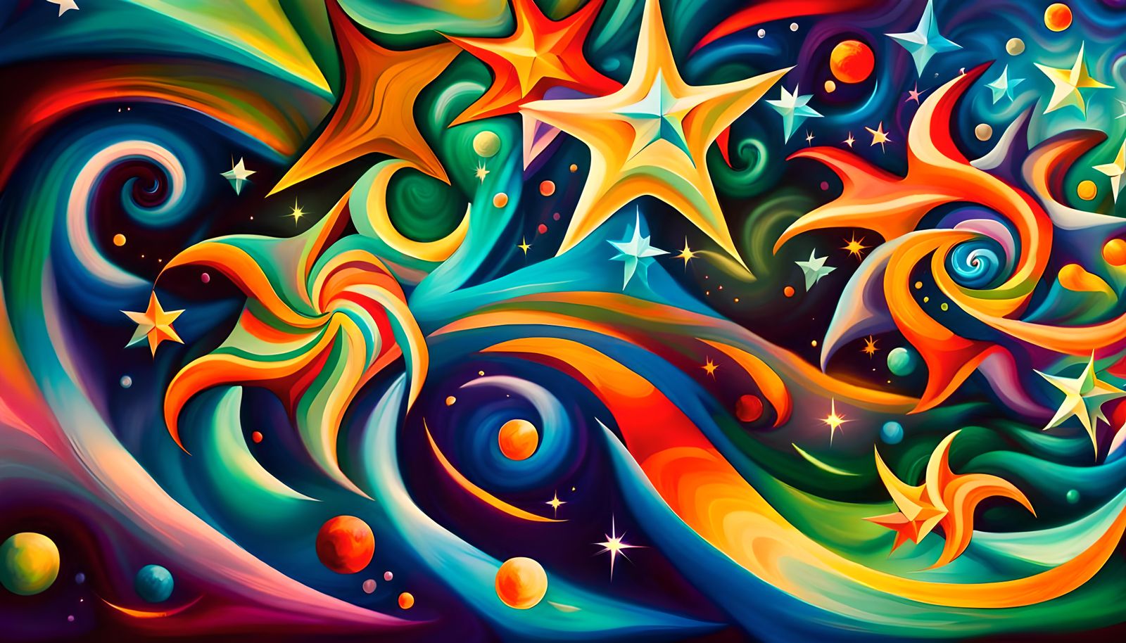 Vivid Star Birth in Impasto Oil Painting Style