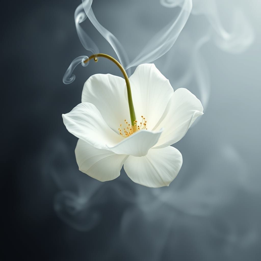 Dreamlike Flower in Ethereal Smoke