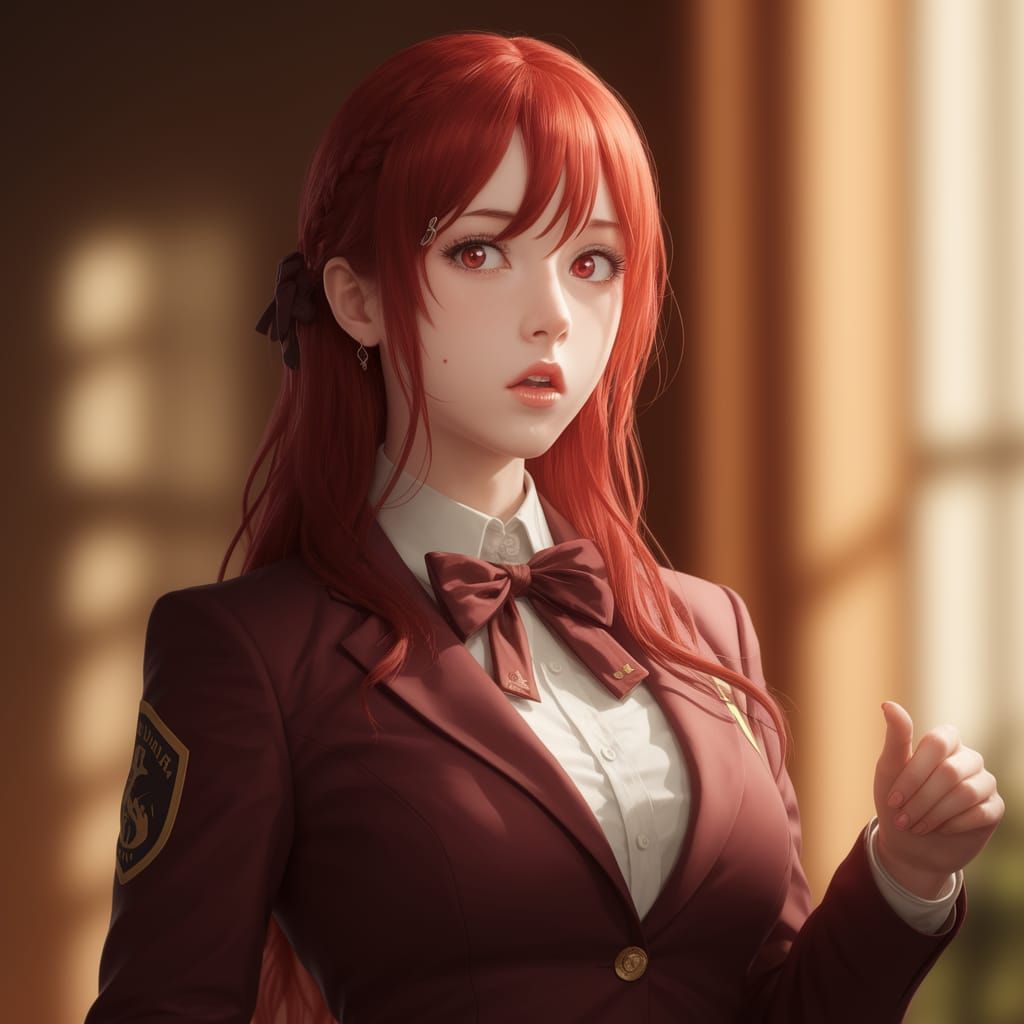 High-Definition Portrait of a Young Woman in a School Outfit