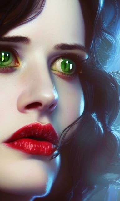 Striking Portrait with Hyperdetailed Art Nouveau Elements