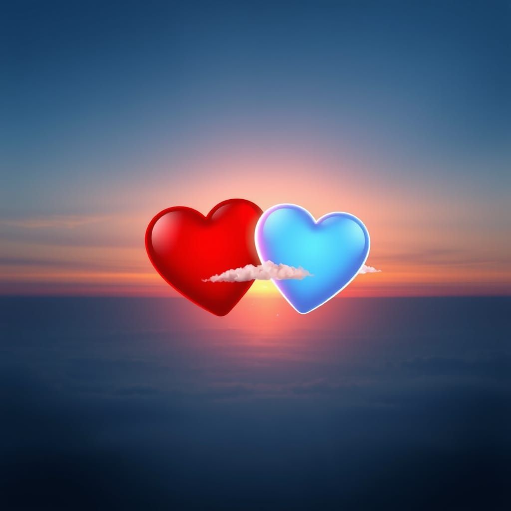 Two Hearts on a Surreal Dreamlike Horizon