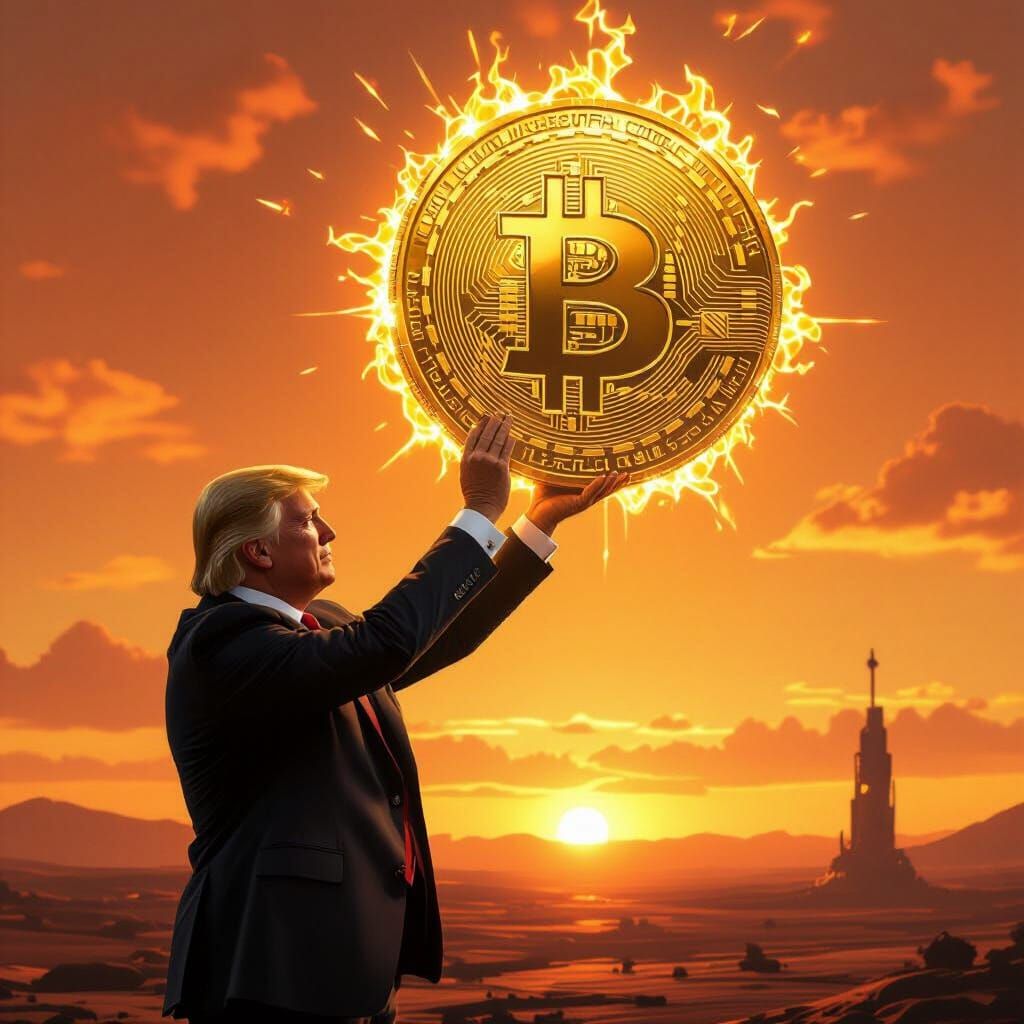 Trump Lifts Bitcoin: A Surreal, Dystopian Vision