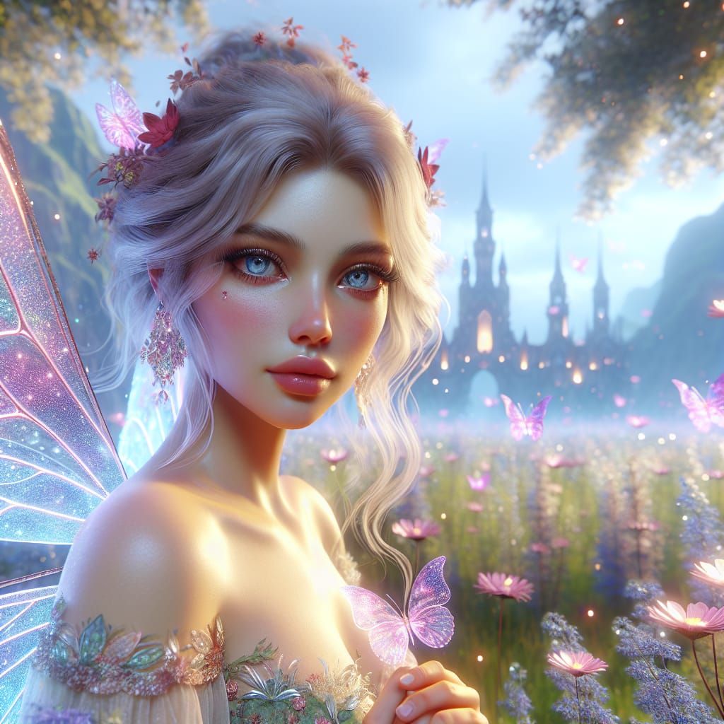 Enchanting Fairy Woman in a Mystical Meadow