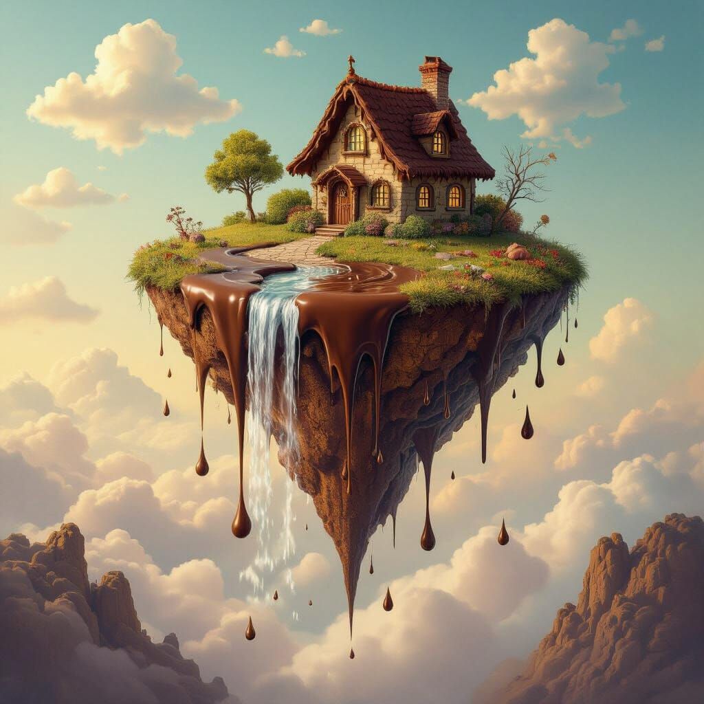 Chocolate Island in Sky: A Surrealist Dreamscape