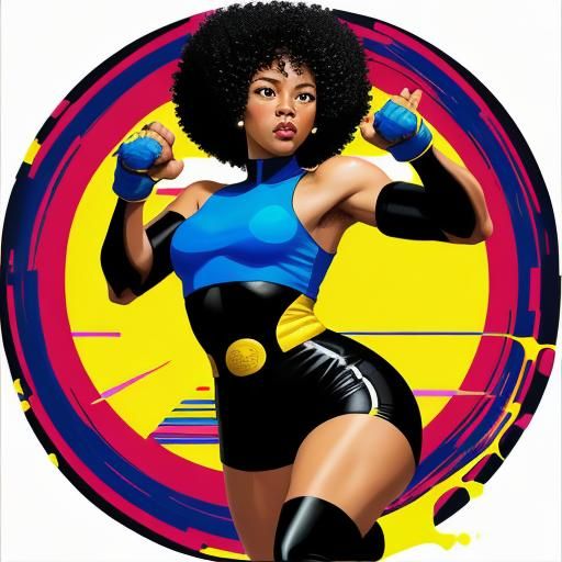 Pop Art Kung Fu Fighter in Bauhaus Style