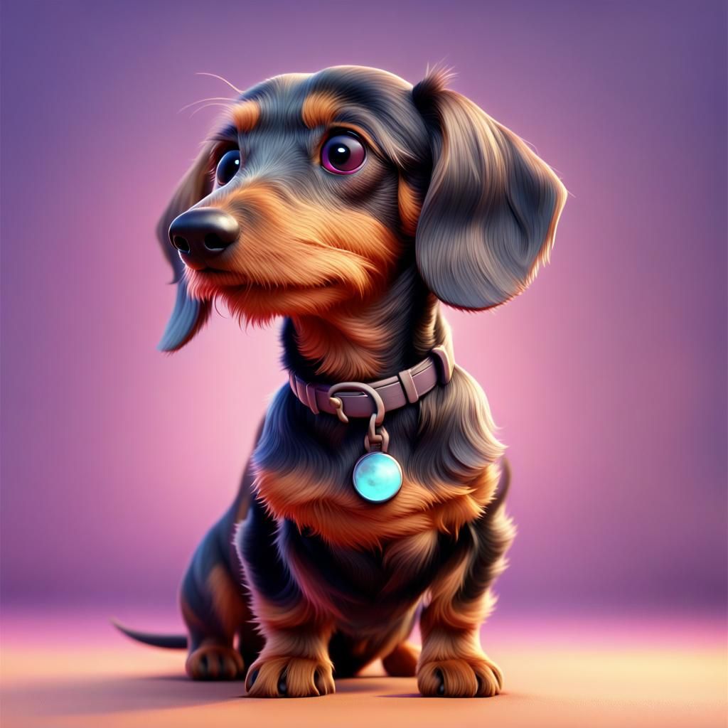 Pixar Style Wire-Haired Dachshund 3D Render