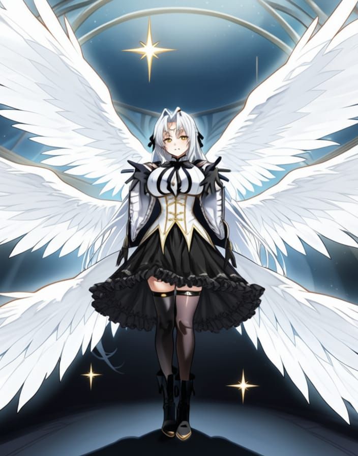Gabriel with Angel Wings and Gothic Dress
