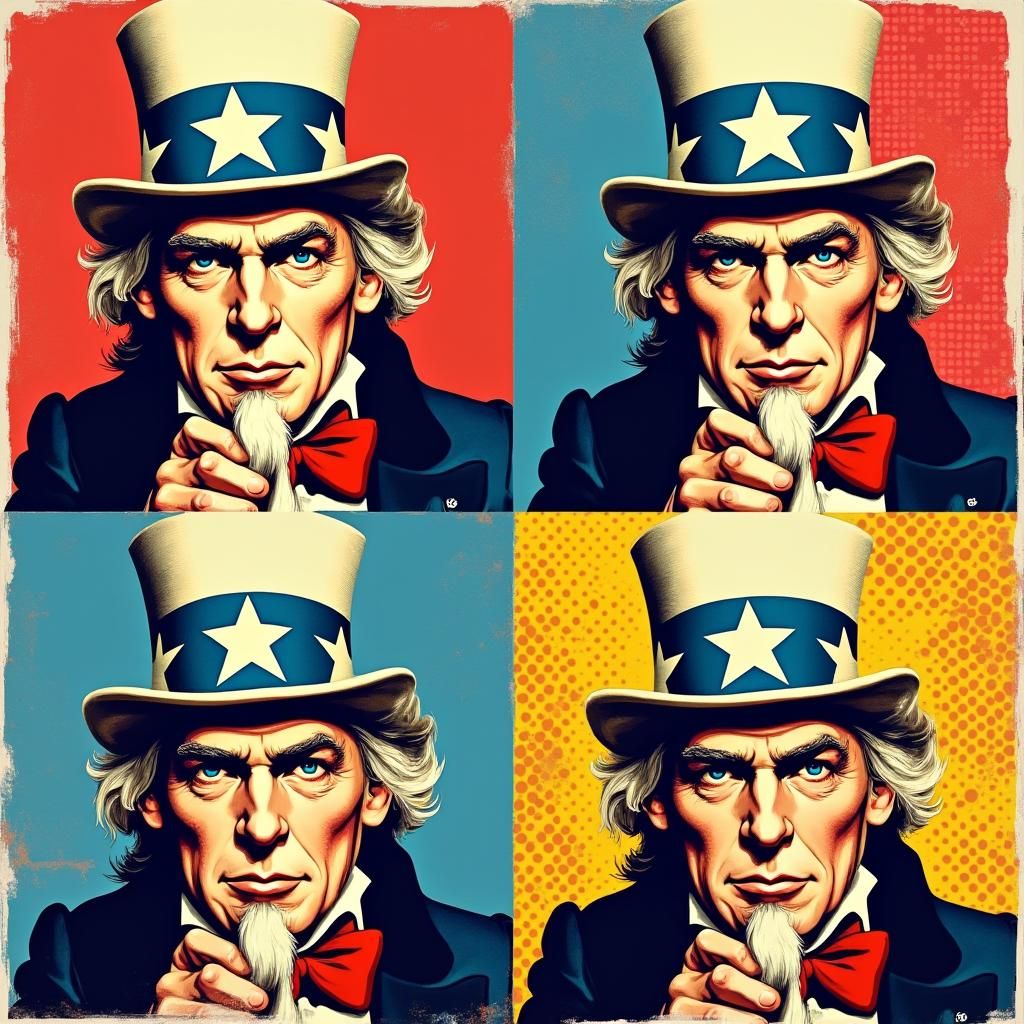 Uncle Sam Pop Art in Warhol Style
