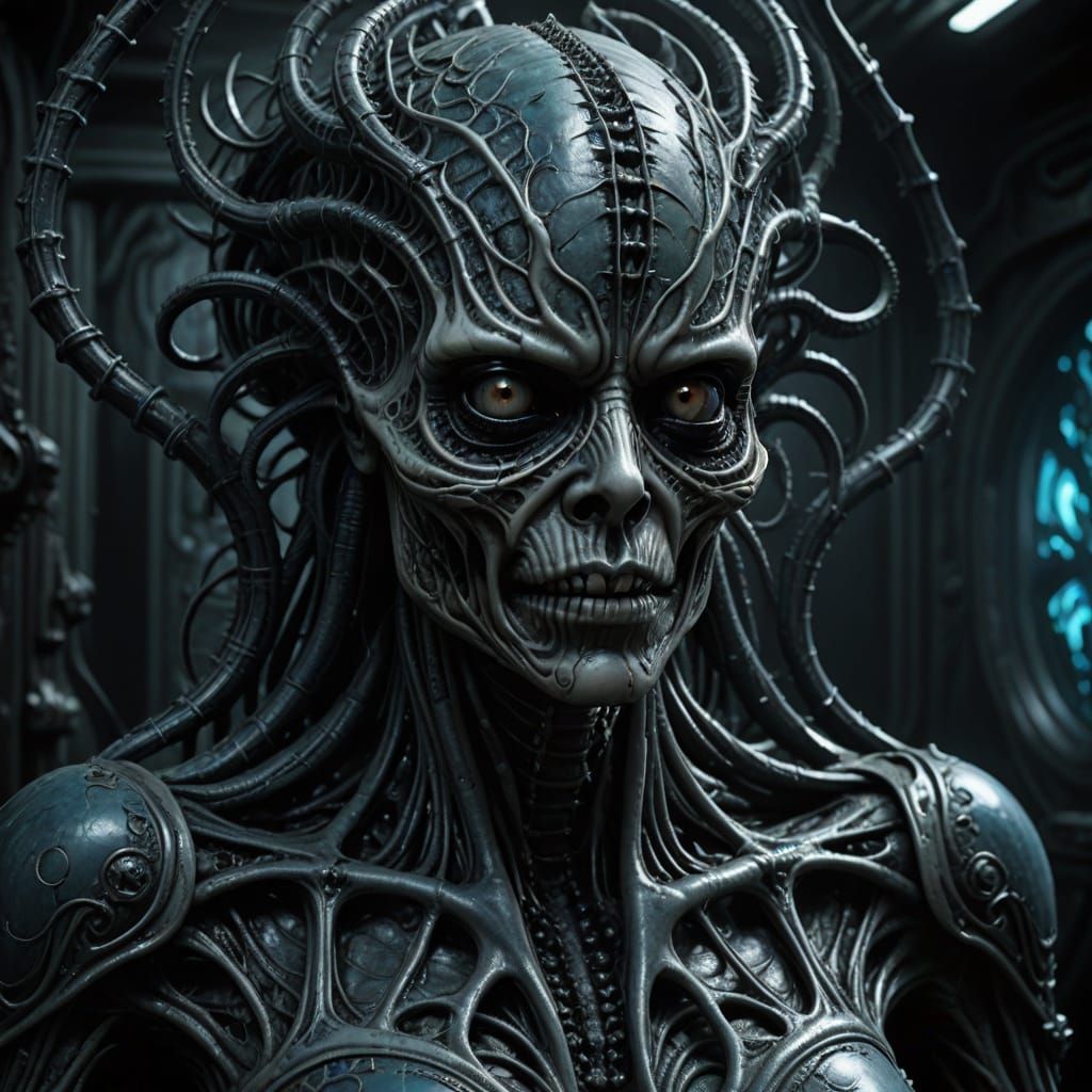 Eerie Bioluminescent Sea Creature in Dark Art Style