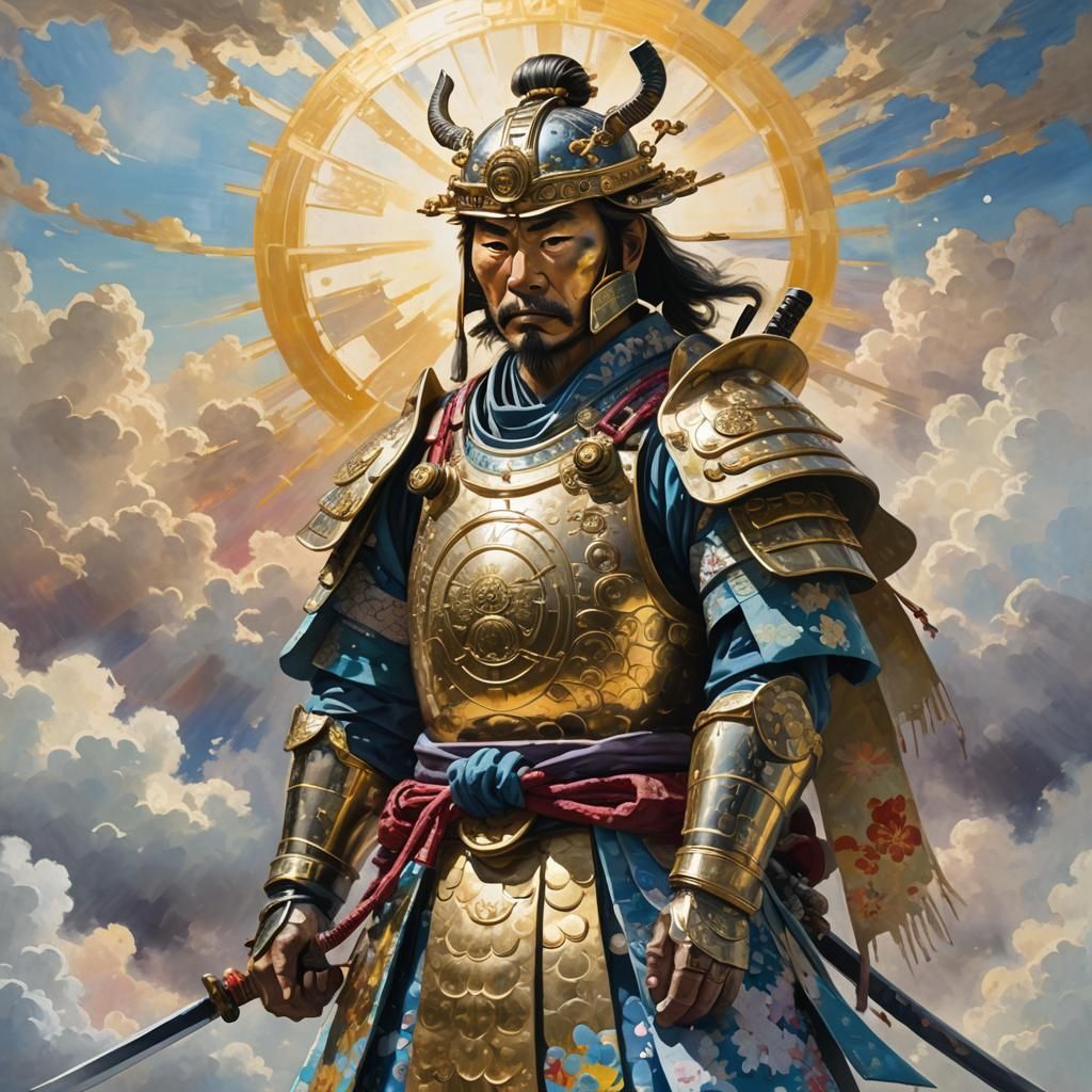 Contemplative Samurai Bathed in Divine Light