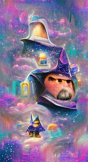 Space Wizard in Luminous Celestial Landscape