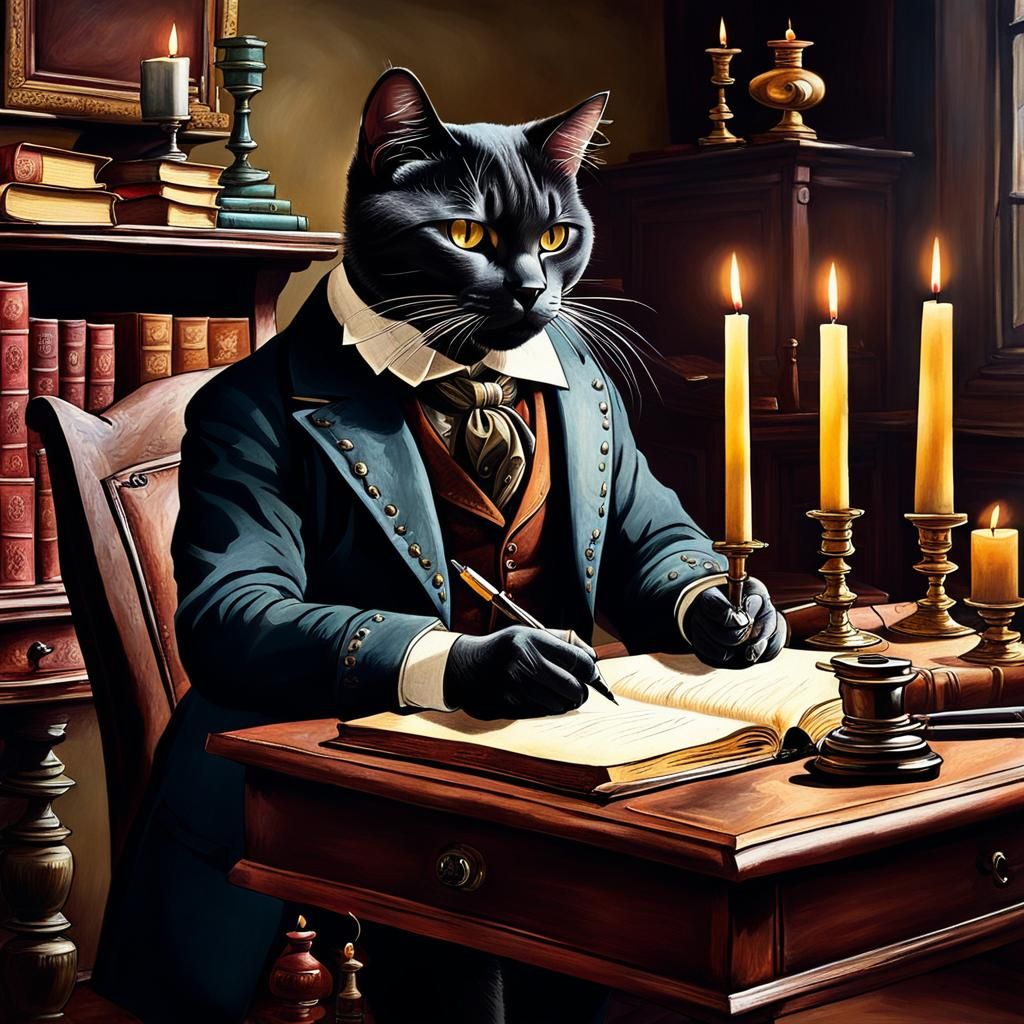 The cat is a writer.