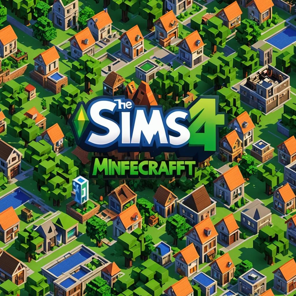 Sims 4 Logo in Minecraft Style