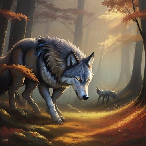 Knight Awakens with Aura in Autumn Forest Garden, Anime Styl...