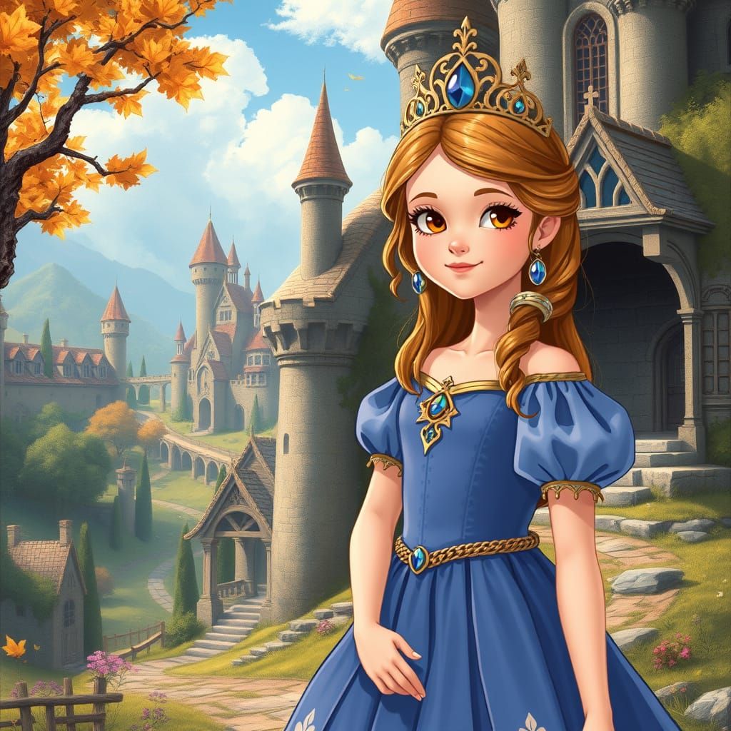Princess Sofia in a Whimsical Fairy Tale Kingdom