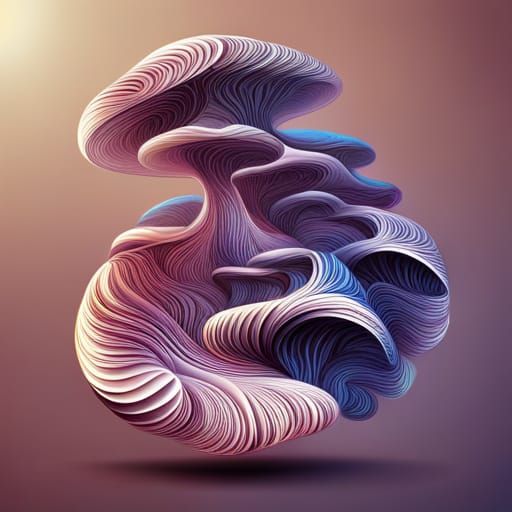 Abstract Mushroom with Vector Fractal and Zentangle