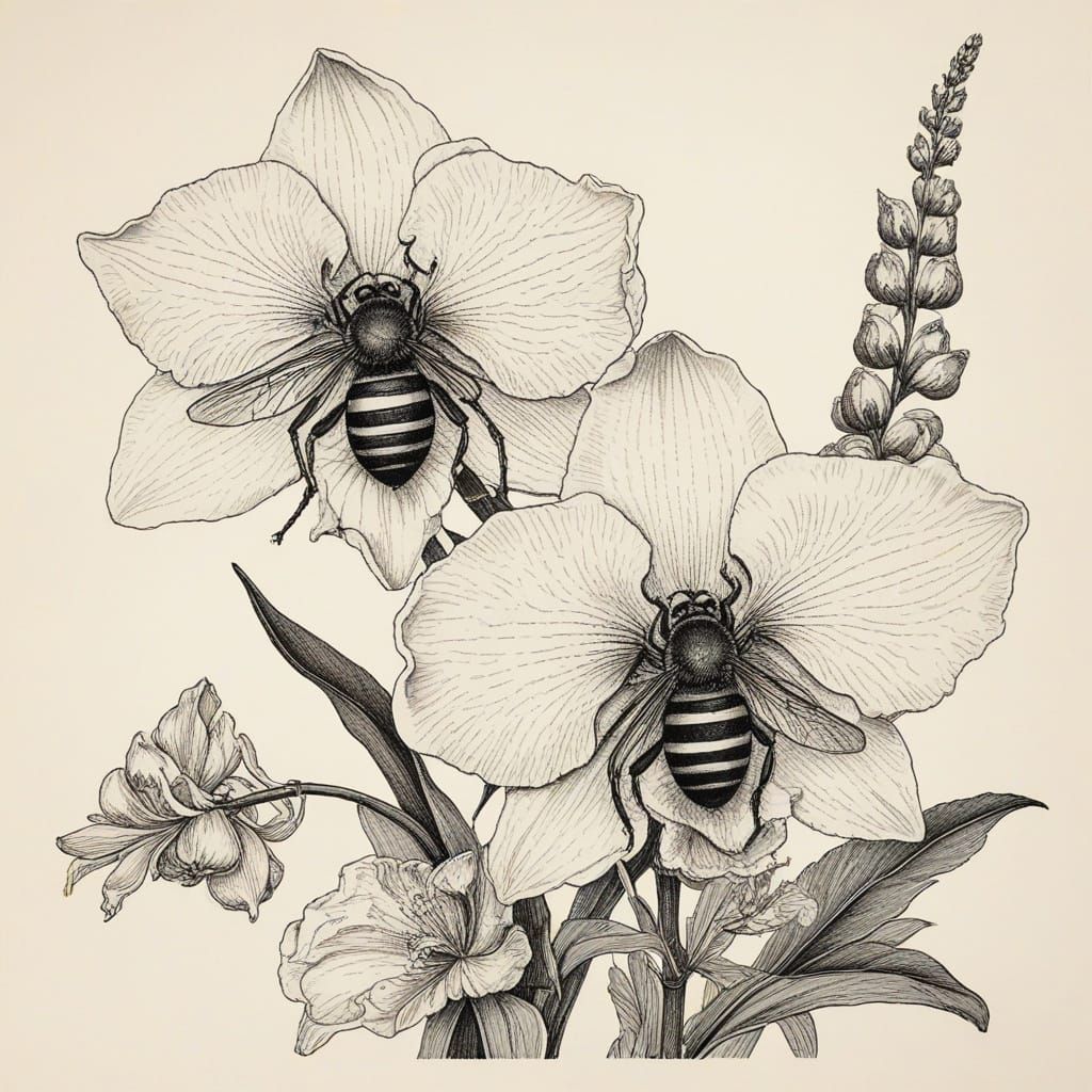 Whimsical Floral Landscape in Watercolor Style