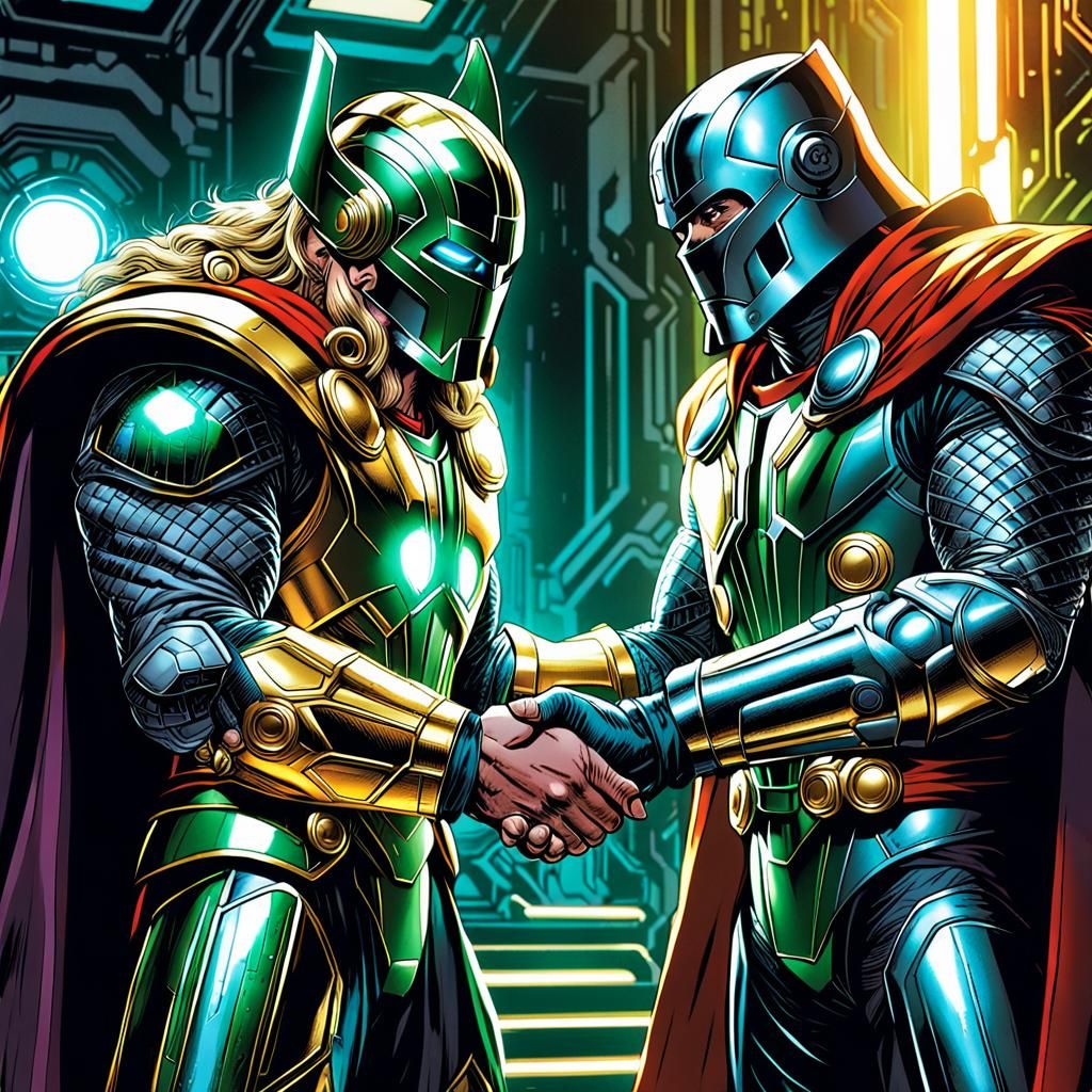 Thor and Doctor Doom: Comic Book Handshake