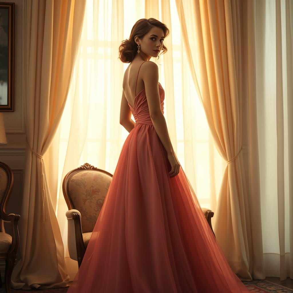 Ethereal 1950s-Inspired Portrait in Soft Window Light